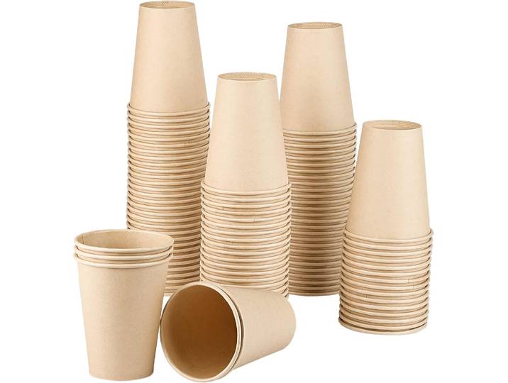 Gobelets en papier de fibre de bambou de 8 oz, gobelets à café jetables en kraft brun, gobelets non blanchis pour boissons chaudes/froides, fête, pique-nique, voyage, événements