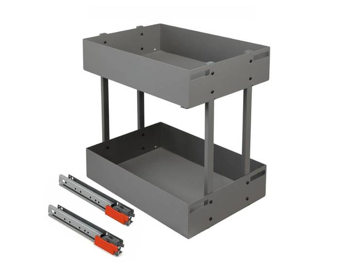 Prima-Online Auszugsunterschrank Küchenschrank Auszug 2 Etagen mit Blum Schien Möbel 25-60 cm Anthrazit