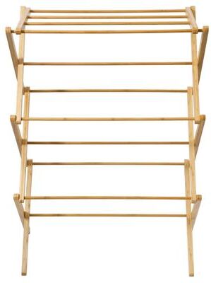 Gibson Home Foldable Bamboo Drying Rack for Clothes & Towels - 2-Tier Collapsible Laundry Drying Rack for Indoor & Outdoor Use