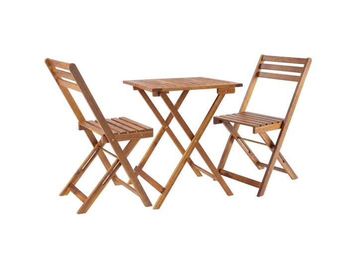 tectake Bistroset Sóller, massives Akazienholz, braun, Braun, Holz, Gartenmöbel, Gartengarnituren, Gartenmöbel-Sets