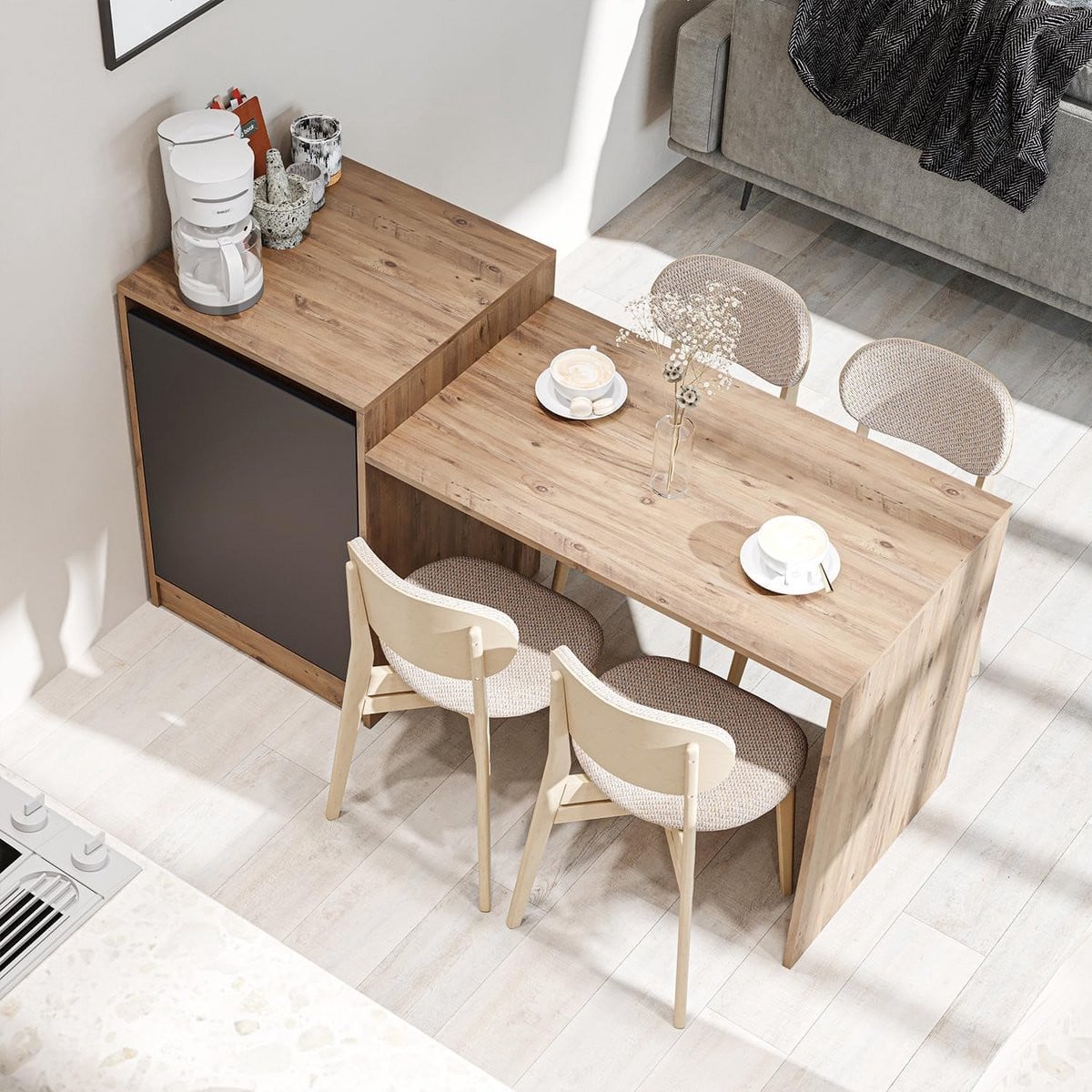 Multifunctioneel Keukeneiland met Eettafel en Opbergruimte