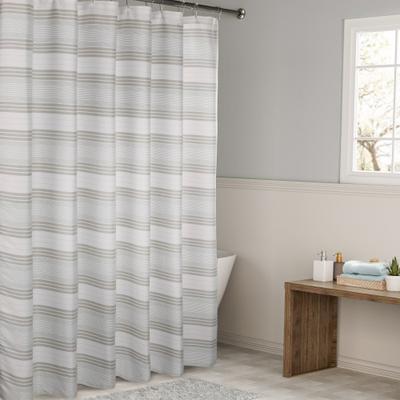 "Wide Width Horizontal Beach Stripe Water Repellent Shower Curtain by Venice Beach Collections Inc in Taupe (Size 72"" W 72"" L)"