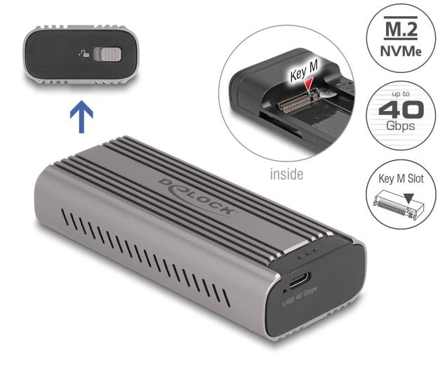 Delock Geheugenbehuizing M.2 NVMe PCIe USB-C Grijs