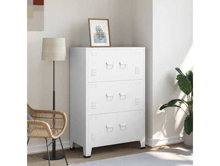 VIDAXL Meuble Entrée Blanc - Coffre de rangement - industriel Blanc 75x40x115 cm Métal C338