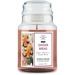 Fragrance and Style GmbH Duftkerze Purple River Gingerbread, handgegossen, Sojawachs, 623g, Brenndauer 140h, Glas, 2 Baumwolldochte