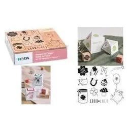 Heyda, Stempel, Motivstempel-Set Glück, in Klarsicht-Box Holzstempel sortiert in unterschiedlichen Grössen / Motiv