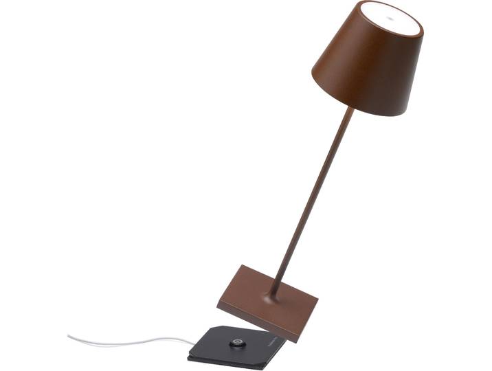Zafferano Poldina Pro Tischlampe - Aufladbare LED Außenlampe - 38 cm - Braun