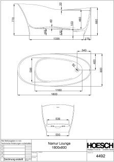Hoesch 4492.112305 BW Namur Lounge 1800x800 freistehend
