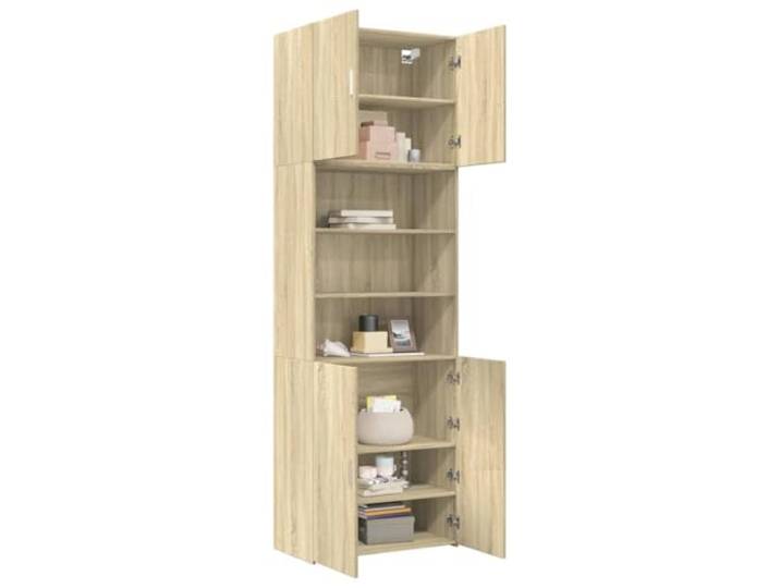 KTHLBRH Sideboard Eiche Sonoma 80 x 42,5 x 249 cm Holz mehrschichtig Türen und offene Fächer, einfache Reinigung, max. Belastung 90 kg, für Wohnzimmer, Schlafzimmer