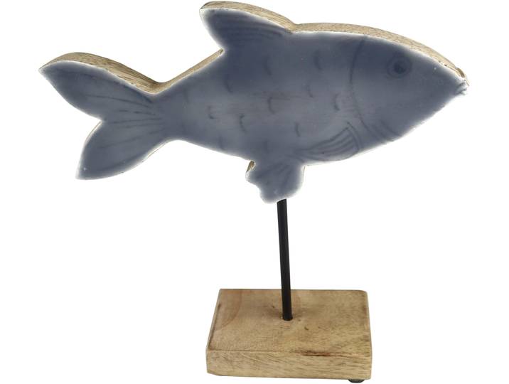 Dekofigur AM DESIGN Fisch aus Mangoholz und Metall , braun, B:15cm H:15cm T:5cm, Holzwerkstoff, Metall, Dekofiguren, Dekofigur, in zwei Grössen