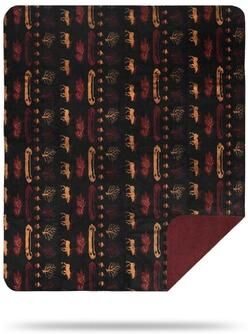 Denali Home Collection Denali Black Denali Lake/Merlot Microplush Blanket