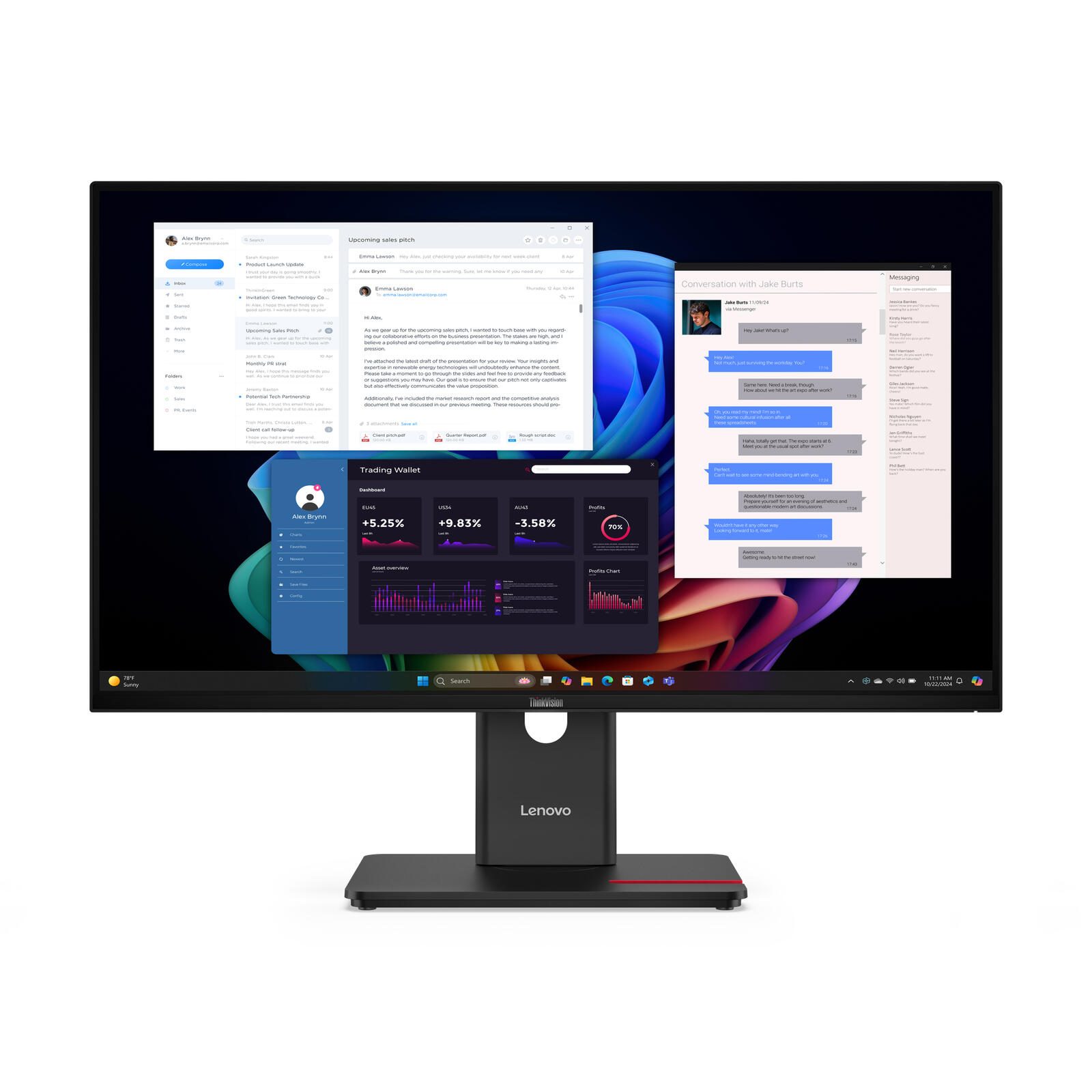 Lenovo ThinkVision T27UD-40 4K Ultra HD Monitor 68,6 cm (27") 64AFGAT2EU