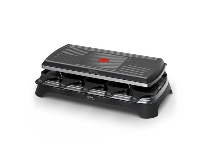 Tefal - Inox et Design - Appareil à raclette et plancha 3en1 -10 personnes Appareil à raclette avec fonction gril et plancha - 10 poêlons antiadhésifs - Indicateur Thermo-Spot pour repas conviviaux