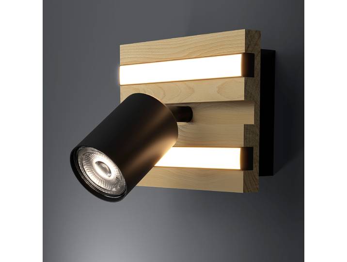 LED-Wandleuchte 16 x 15 x 13cm Stahl, lackiert Holzwerkstoff LED LED-Platine