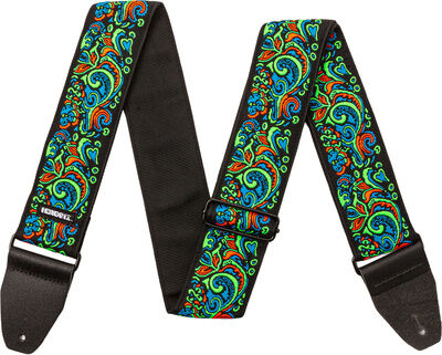 Dunlop Jimi Hendrix Strap BKL LD Blue Blacklight Love Drops Blue