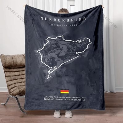 Inspire Curations Formula Racing Track Print Throw Blanket style D 150x180m(59inx71in)
