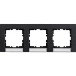 Kopp 402715306 HK07 - Abdeckrahmen 3-fach, waagrechte Installation, mit Schriftfeld, Farbe: anthrazit