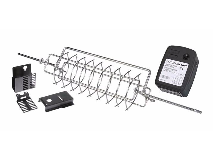 OUTDOORCHEF DGS Drehkorb Set – Grill Ablage/Grill Rollwagen/Grill Erweiterung – edelstahl