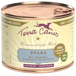 Terra Canis Classic 200g Dose Hundenassfutter 12 x 200 Gramm Pferd mit Amaranth, Pfirsich & roter Beete