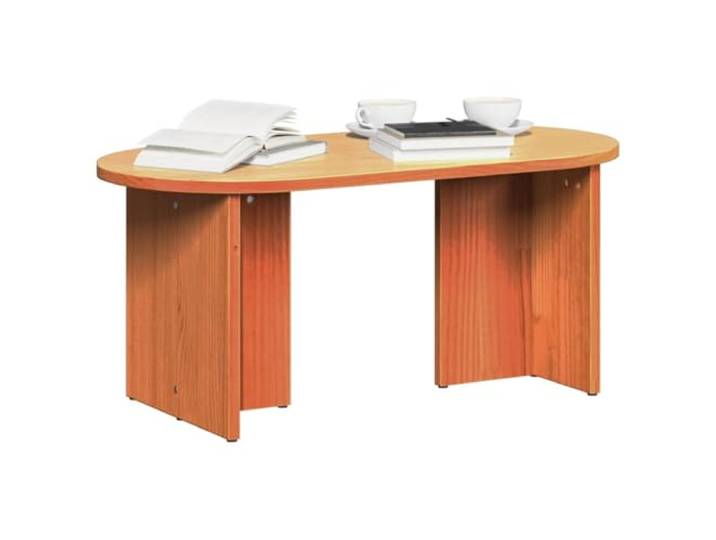 KTHLBRH Couchtisch braun gewachst 80 x 39,5 x 35 cm Massives Kiefernholz, poliertes ovales Design, einfache Montage, einfache Wartung