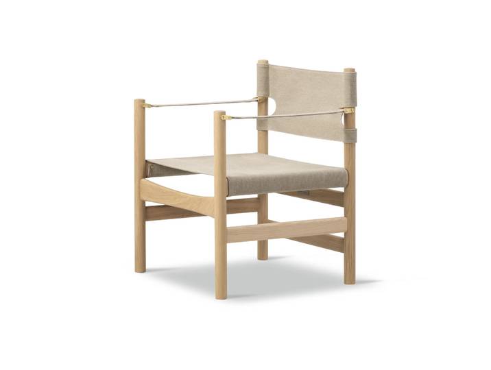 Fredericia Furniture Canvas 21 Armstuhl Naturell Canvas-hell geölte Eiche