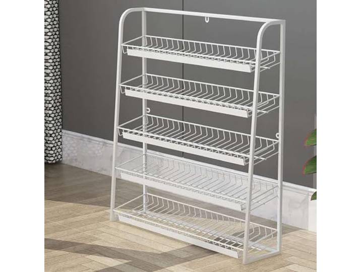 Snack-Organizer, 5-stufiges Snack-Regal for Geschäfte, Einzelhandelsdisplay(White,45x15x67cm)
