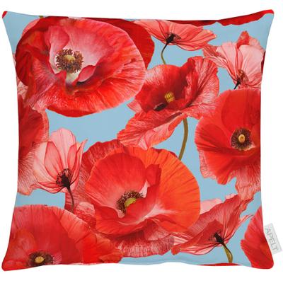 Dekokissen APELT "7702" Gr. 1, bunt (rot, blau, weiß, gemustert), B:40cm L:40cm, Baumwolle, Dekokissen_Sitzkissen_Kissenhüllen, mit Mohnblüte, Kissenhülle ohne Füllung, 1 Stück