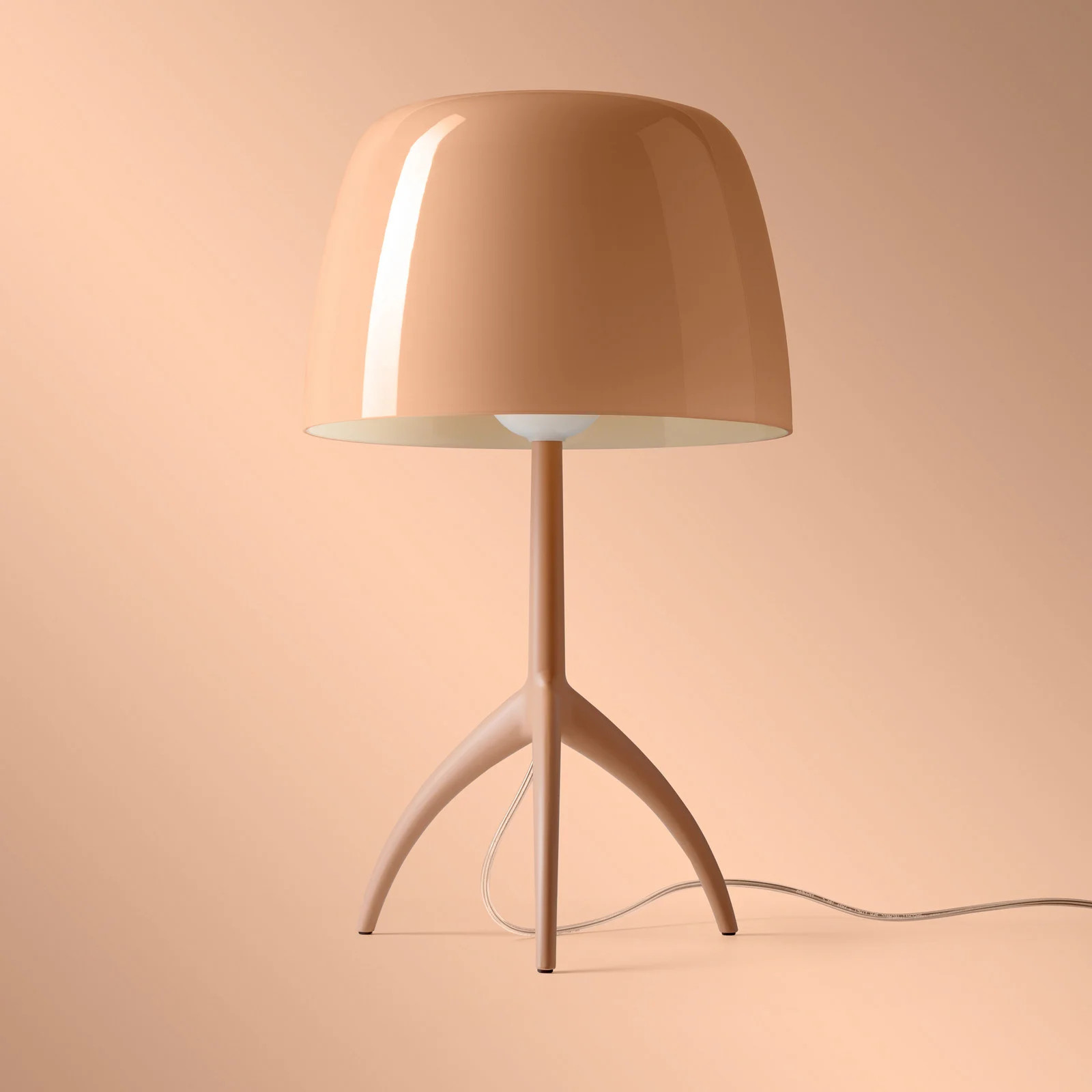 Foscarini Lumiere Nuances Piccola LED tafellamp, roze, glas, dimbaar, Hoogte: 35 cm