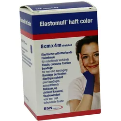 Elastomull haft 4mx8cm blau Fixierbinde 1 St
