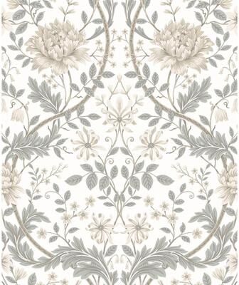 Seabrook Designs Honeysuckle Floral Pre-Pasted Wallpaper