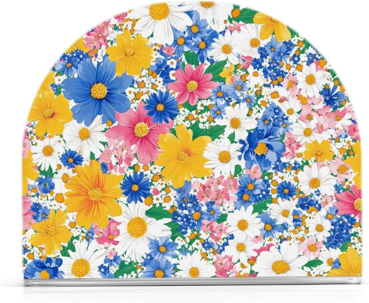 Servethouder met kleurrijke bloemen van kristalhelder acryl