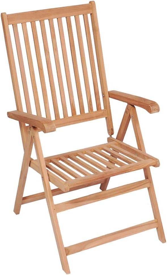 Verstellbare Gartenstühle aus massivem Teakholz, 6 Stück, klappbare Holzstühle für Terrasse und Garten
