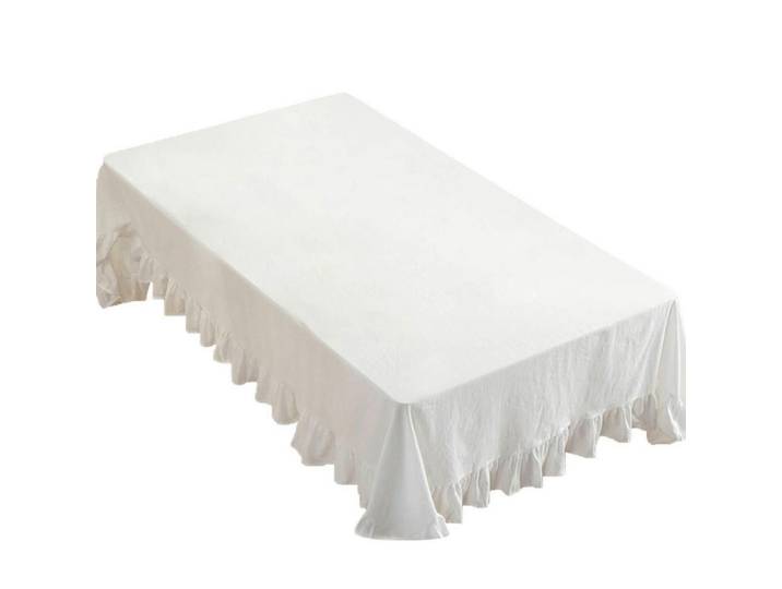 Tischdecke Leinen Lotuseffekt 140 x 180 cm Weiß, 140x1.5x180 cm, Heimtextilien, Wohntextilien, Tischwäsche, Tischdecken
