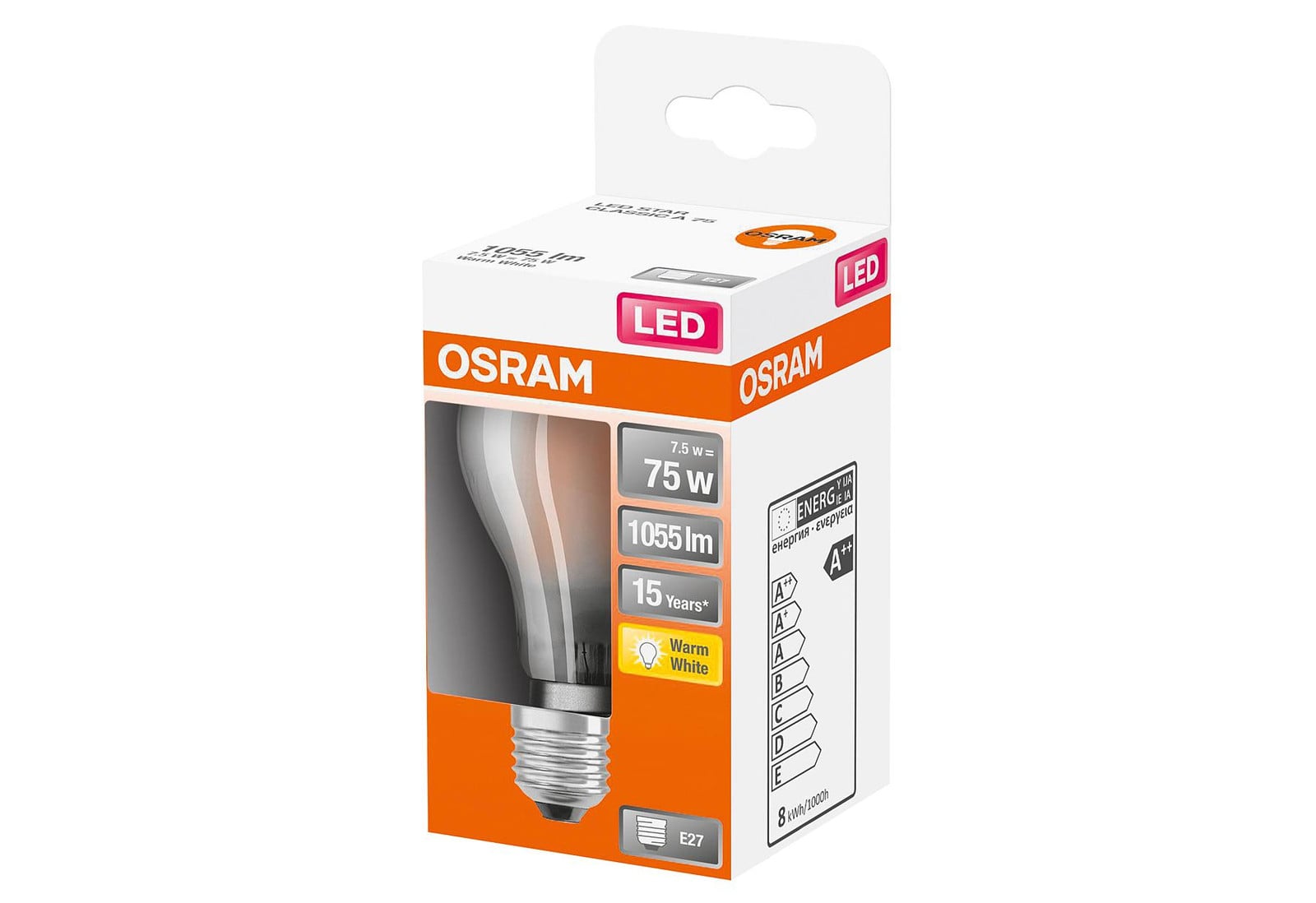 Osram LED filament lamp E27 7,5W warm wit 6 stuks