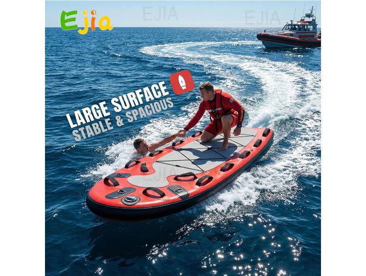 Traîneau de sauvetage aquatique gonflable rouge traîneau de sauvetage léger pour jet ski, planche de sauvetage d'urgence pour sauveteurs, plongeurs et surfeurs