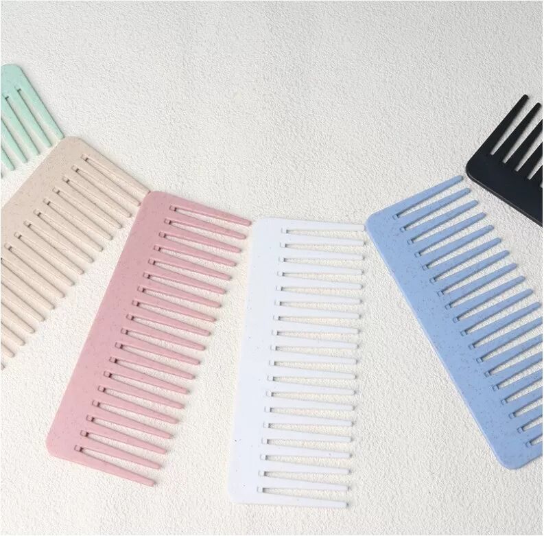 INF Ensemble de 3 peignes en paille de blé - Massage du cuir chevelu et soin des cheveux Bleu