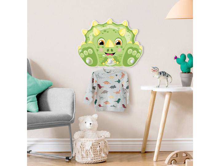 Patère enfants Gros tricératops 40 x 30 x 1cm Vert