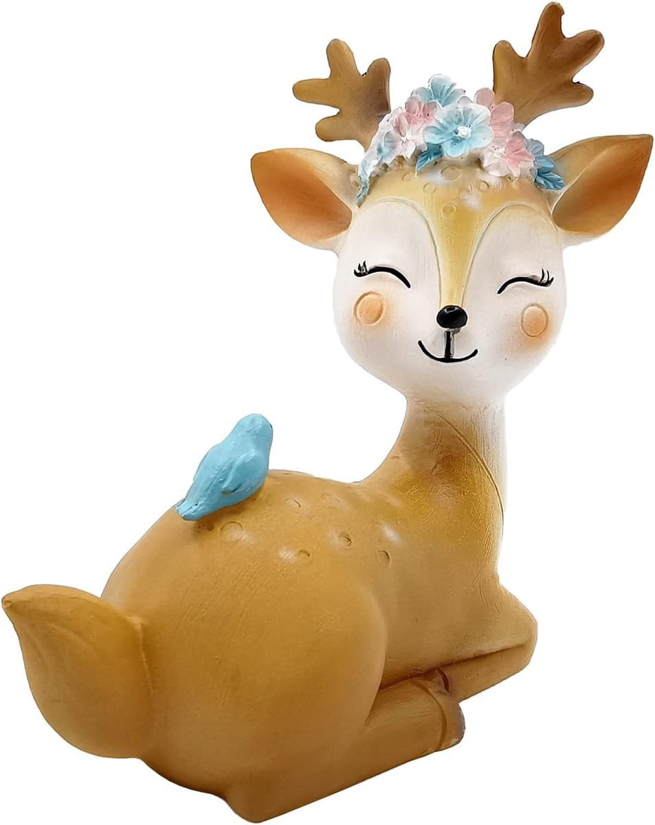 SnelShoppen Herten Decoratiefiguur Miniatuur 3D Bambi Dierfiguren Handgemaakt Ornament voor op je Bureau