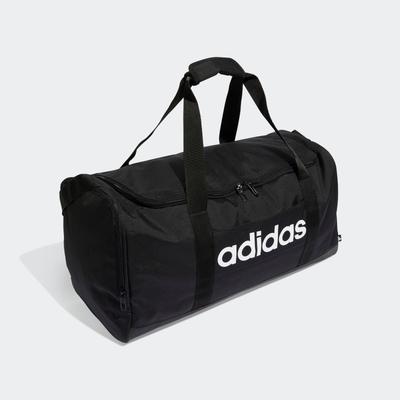 Sporttasche ADIDAS PERFORMANCE "LINEAR DUFFELBAG M", schwarz-weiß (schwarz, schwarz, weiß), Obermaterial: 100% Polyester, Taschen Sporttasche