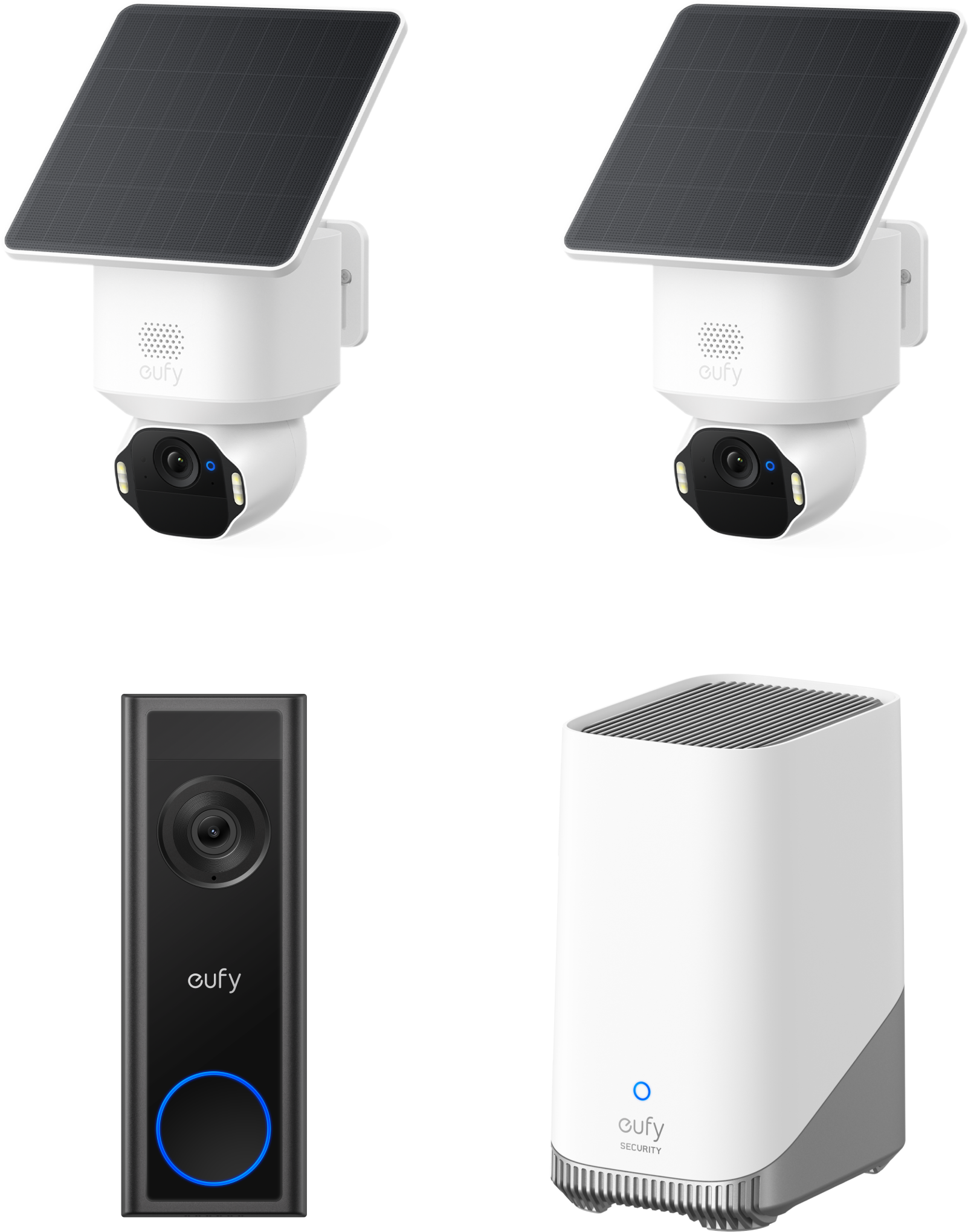 eufy SoloCam E42(2 pack) + Video Doorbell C31 +HomeBase S380