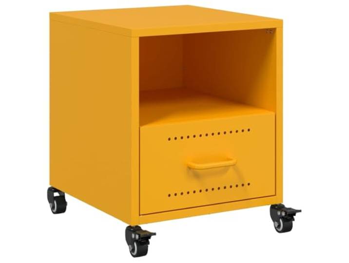 Coespram Nachttisch auf Rollen, Beistelltisch Metall, 36x39x43,5 cm Mobiler Nachttisch für Schlafzimmer und Büro, ausgestattet mit Schublade, offenem Fach sowie vier praktischen Rollen.