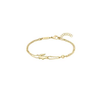 Armkette LACOSTE "CROCODILE", gold (gelbgoldfarben), Armbänder, Damen, 19cm, Edelstahl, Armkette