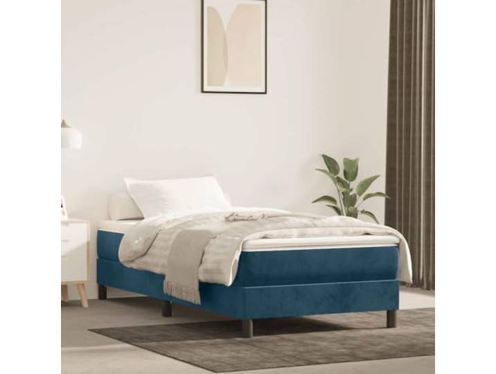 RJPLMFV Lattenrost, Lattenrost und Matratze, Velours, Dunkelblau, 80 x 200 Taschenfedern, mittlere Unterstützung, weicher Matratzenschoner, komplettes Bett