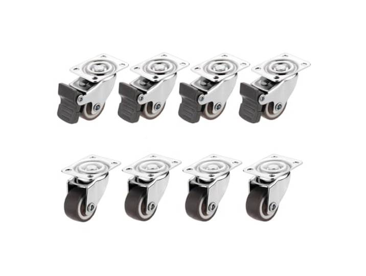 MTMXALBBR 8Pcs Möbel Rollen Räder Weiche Gummi Lenkrolle Silber Roller Rad for Plattform Trolley Stuhl Haushalt Accessori
