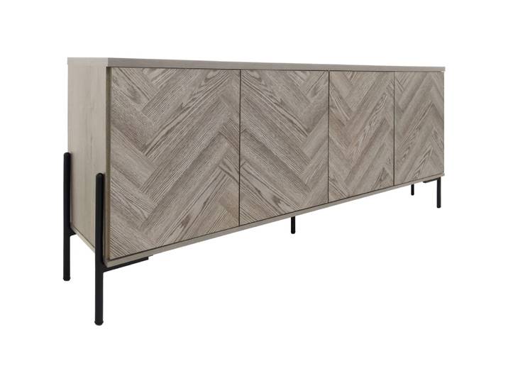 Buffet avec 4 portes effet chevrons chêne