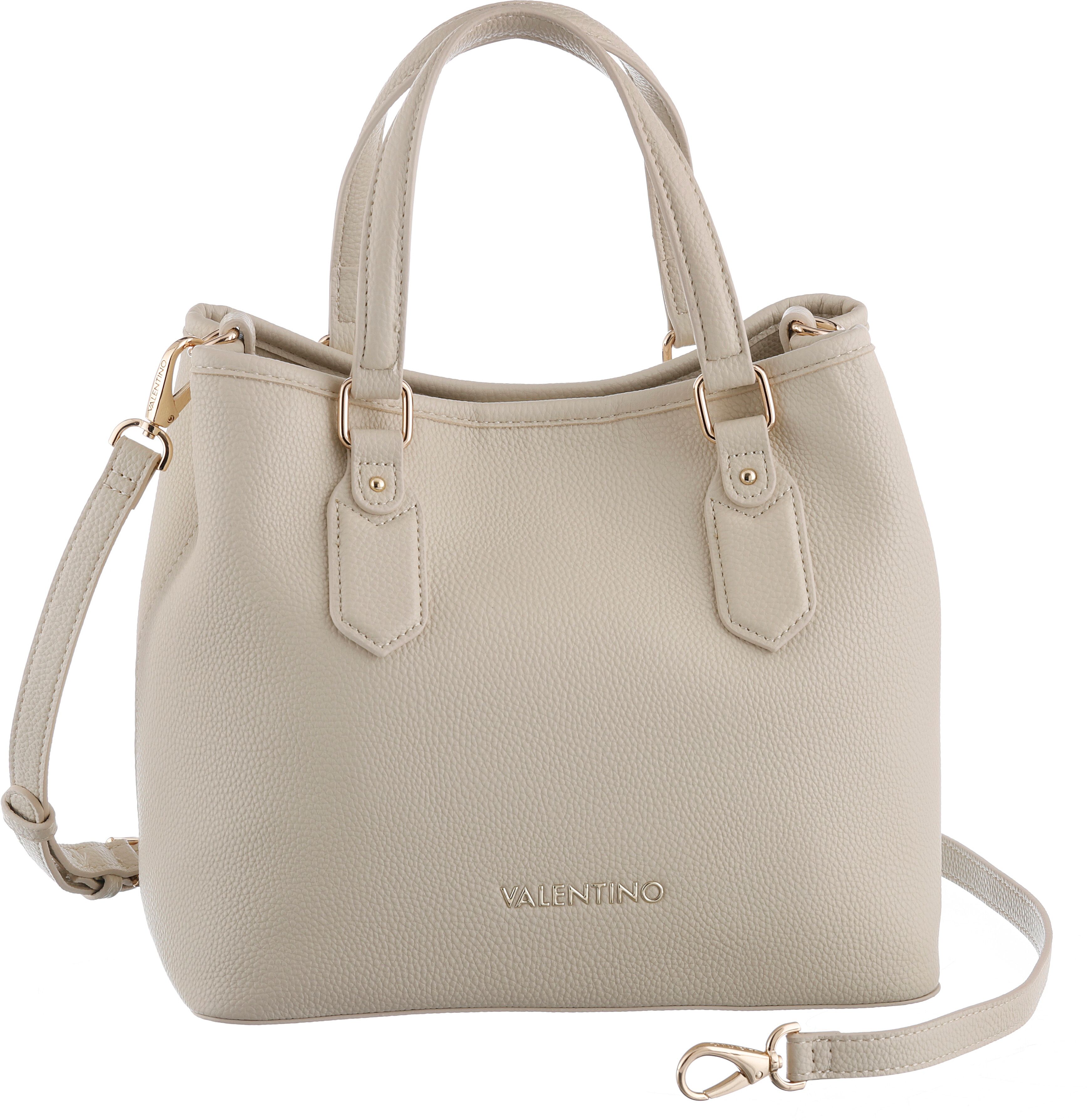 Shopper VALENTINO BAGS "BRIXTON", Damen, Gr. B/H/T: 28cm x 24cm x 17cm, beige (ecru), Lederimitat, Taschen Shopper, Damen Handtasche, Umhängetasche Schultertasche mit edlem Logo ecru B/H/T: 28cm x 24cm x 17cm
