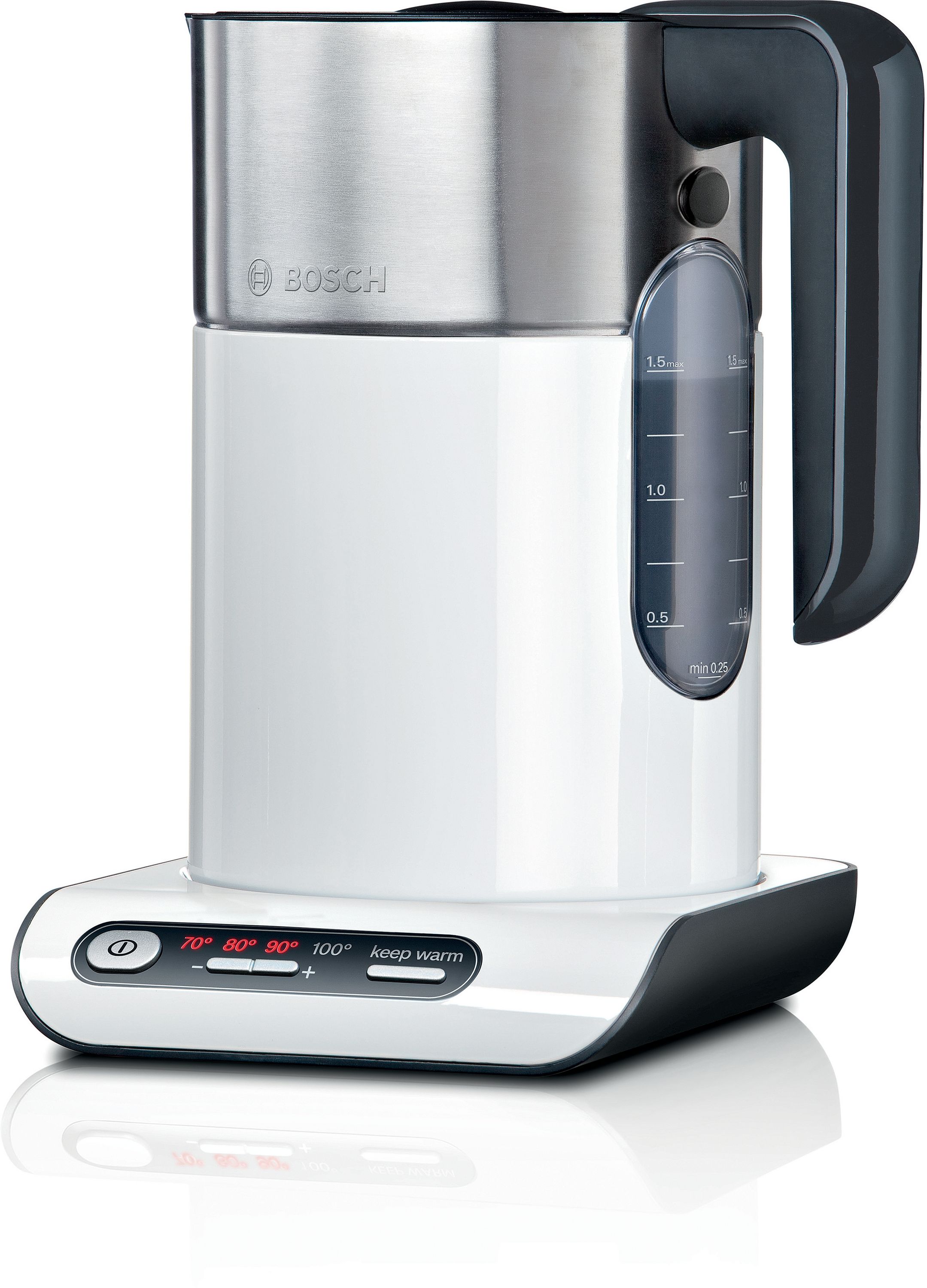 Bosch TWK8611P Styline 1,5 l Wasserkocher 2400 W (Anthrazit, Edelstahl, Weiß)