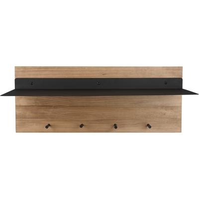 Wandgarderobe MIRRORS AND MORE "Samantha", braun (holzfarbig), B:75cm H:30cm T:29,2cm, Holz teilmassiv, Metall, Garderobenpaneele, Wandgarderobe