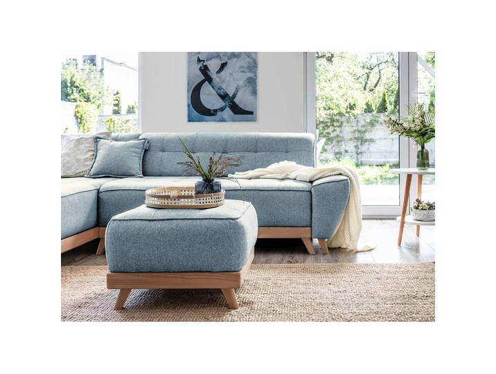 Polsterhocker Surribas 60 x 42 x 60cm Blau/Blau Webstoff Lark: Blau