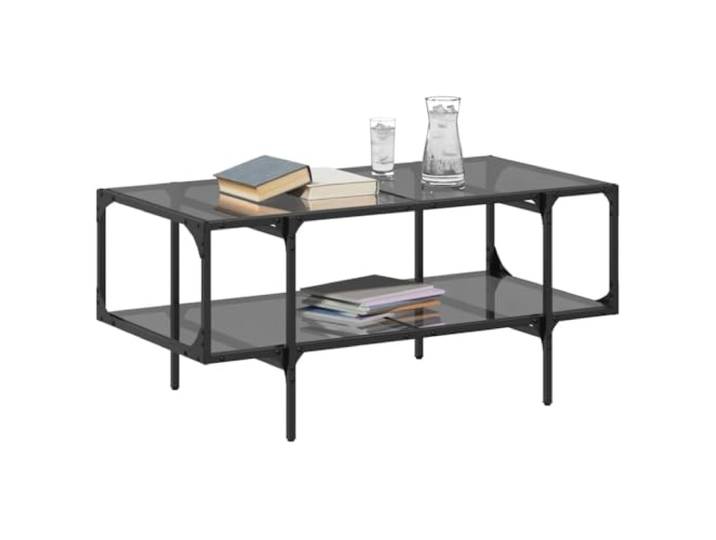 KTHLBRH Beistelltisch aus Glas, schwarz, 98,5 x 50 x 45 cm, Stahl Mehrschichtholz, stabile Struktur, schmutzabweisende Oberfläche, modernes Design für Wohnzimmer